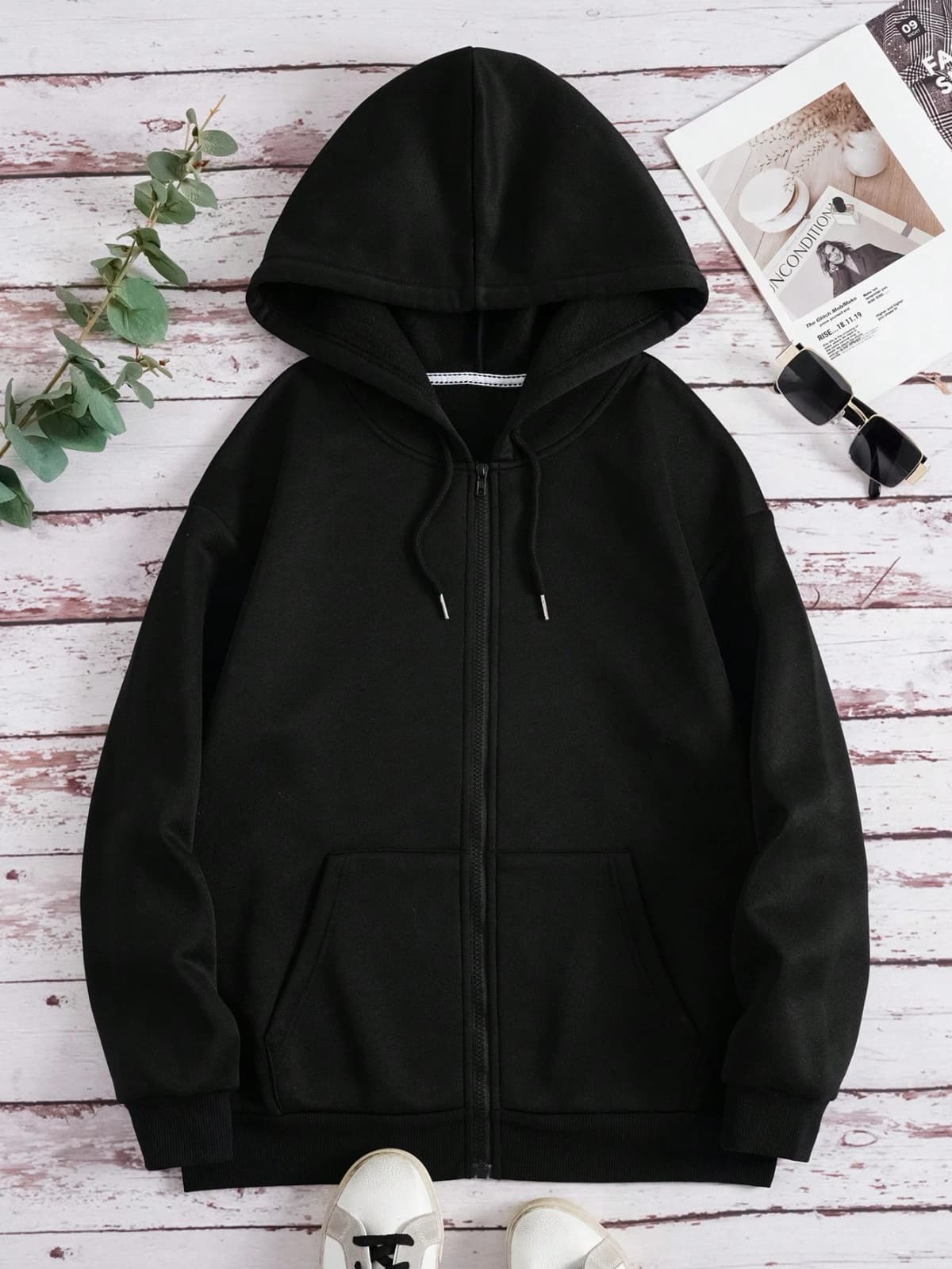 Solid Color Zipper Hoodies Womens Autumn Casual Sportswear Y2K Comfortable Long Sleeved All-Match Pocket Oversized Hoody