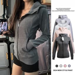 Slim Fit Zipper Hoodie Jacket Women's Pure Color Cardigan Spring Autumn New Style Casual Versatile Long Sleeve Thermal Top