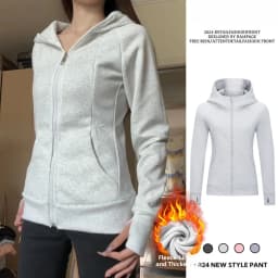 Slim Fit Zipper Hoodie Jacket Women's Pure Color Cardigan Spring Autumn New Style Casual Versatile Long Sleeve Thermal Top