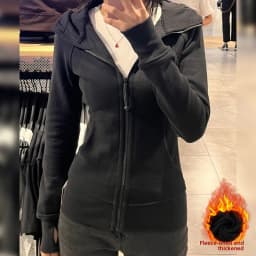 Slim Fit Zipper Hoodie Jacket Women's Pure Color Cardigan Spring Autumn New Style Casual Versatile Long Sleeve Thermal Top