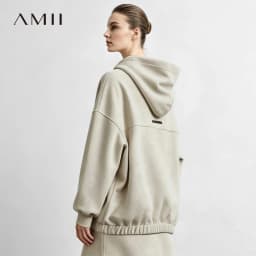 Amii Hooded Pullover Sweatshirt Drawstring Drop Shoulder Loose Fit Slimming Casual 2026 Winter Women's Clothes 12624037