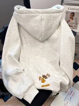 Unique Embroidered Hoodie Women's Spring Autumn Fleece Loose Casual Cute Top Korean Style Long Sleeve Cotton Inner Liner