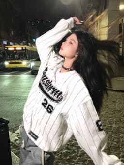 Loose Fit Tie Dye Long Sleeve Hoodie Women's Spring Autumn Winter New Style Hong Kong Flavor Striped Letter Baseball Jacket