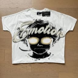 Mixed Emotion Embroidery Pearl Logo Sweatshirts Men Women Angel Print Tee 100% Cotton Streetwear Loose T-shirt