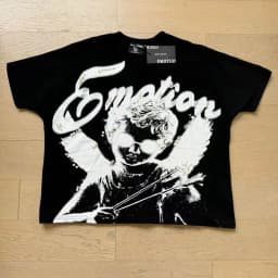 Mixed Emotion Embroidery Pearl Logo Sweatshirts Men Women Angel Print Tee 100% Cotton Streetwear Loose T-shirt