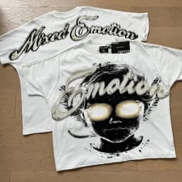 Mixed Emotion Embroidery Pearl Logo Sweatshirts Men Women Angel Print Tee 100% Cotton Streetwear Loose T-shirt