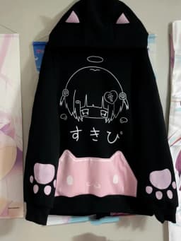 Autumn Winter Japanese Cartoon Print Hoodies Women Harajuku Gothic Cat Ears Hooded Vintage Streetwear Y2k Aesthetic Sweatshirt