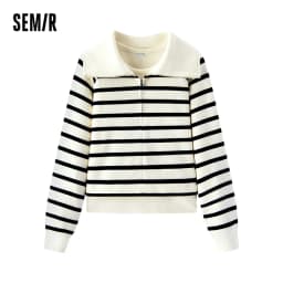 Semir Women Sweatshirt Brushed Fabric Stripe Pattern Raglan Sleeve Two Piece Design Vest Layer Detail 2026 Winter Soft Comfort