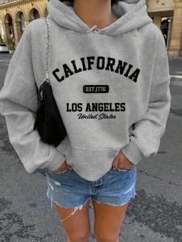 Women's Autumn and Winter Warm and Loose Casual NOPE Not Today Printed Suede Long Sleeved Hooded Sweatshirt
