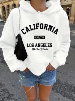 Women's Autumn and Winter Warm and Loose Casual NOPE Not Today Printed Suede Long Sleeved Hooded Sweatshirt
