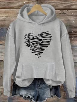 Women's Autumn and Winter Warm and Loose Casual NOPE Not Today Printed Suede Long Sleeved Hooded Sweatshirt