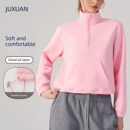 Women Half Zip Pullover Stand Collar Sweatshirt Autumn Winter Outdoor Sports Long Sleeve Top Tennis Fitness Yoga Jacket