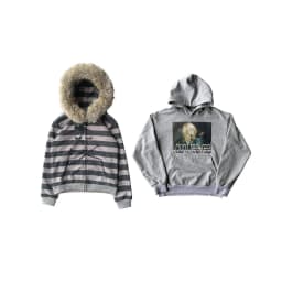 New American loose hooded sports hoodie with striped print for autumn and winter 2026, women's fur collar long sleeved hoodie