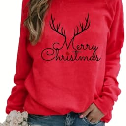 Women's Autumn and Winter Casual Loose Warm Print Comfortable Plus Velvet Long-Sleeved Round Neck Sweatshirt
