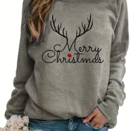 Women's Autumn and Winter Casual Loose Warm Print Comfortable Plus Velvet Long-Sleeved Round Neck Sweatshirt