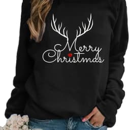 Women's Autumn and Winter Casual Loose Warm Print Comfortable Plus Velvet Long-Sleeved Round Neck Sweatshirt