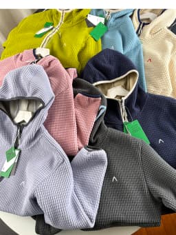 Fashionable Casual Fleece Lined Hoodie Jacket Couple Style Texture Sensation Zipper Less Loose Fit Long Sleeve  Color