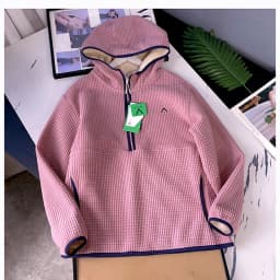 Fashionable Casual Fleece Lined Hoodie Jacket Couple Style Texture Sensation Zipper Less Loose Fit Long Sleeve  Color