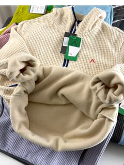 Fashionable Casual Fleece Lined Hoodie Jacket Couple Style Texture Sensation Zipper Less Loose Fit Long Sleeve  Color