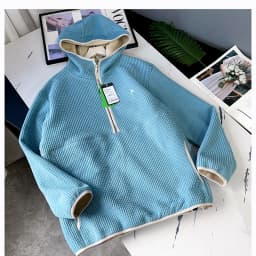 Fashionable Casual Fleece Lined Hoodie Jacket Couple Style Texture Sensation Zipper Less Loose Fit Long Sleeve  Color