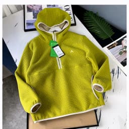 Fashionable Casual Fleece Lined Hoodie Jacket Couple Style Texture Sensation Zipper Less Loose Fit Long Sleeve  Color