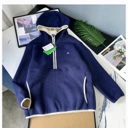 Fashionable Casual Fleece Lined Hoodie Jacket Couple Style Texture Sensation Zipper Less Loose Fit Long Sleeve  Color