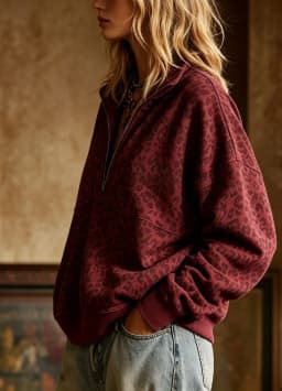 Women's Autumn Autumn Zipper Loose Hoodies Sweatshirt Turn Collar Leopard Print Long Sleeve Pullover