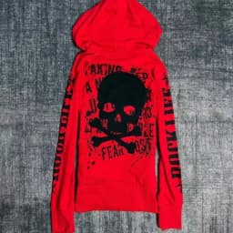 Streetwear Letter Skull Printing Hoodies Women Harajuku Vintage Zipper Gothic Sweatshirt Y2k Aesthetic Red Grunge Casual Hoody