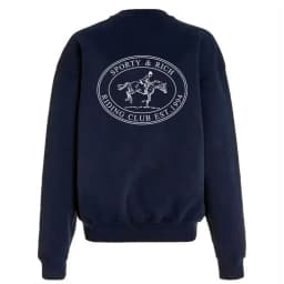American Vintage Style Riding Club Printing Female Sweatshirts Navy Crewneck Oversize Cotton Pullover Ins Fashion 90's Jumper