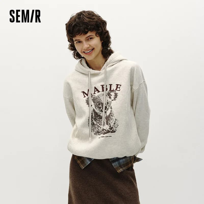 Semir Women Hoodie Fleece Lined Panelled Design Hooded Design Oversized Fit 2026 Winter Soft Comfort Casual Style Warm Layer