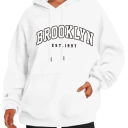 Women's Autumn and Winter Fashion Casual Sports Loose Los Angeles Print Fleece Warm Long Sleeved Pocket Hooded Sweatshirt