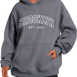 Women's Autumn and Winter Fashion Casual Sports Loose Los Angeles Print Fleece Warm Long Sleeved Pocket Hooded Sweatshirt