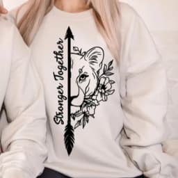 Stronger Together Lion Matching Couples Positive Quote Autumn and Winter Thermal Hoodie Long Sleeve Sweatshirt  Adult Pullover