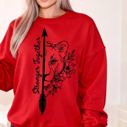 Stronger Together Lion Matching Couples Positive Quote Autumn and Winter Thermal Hoodie Long Sleeve Sweatshirt  Adult Pullover