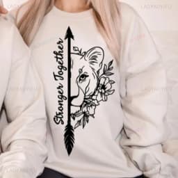 Stronger Together Lion Matching Couples Positive Quote Autumn and Winter Thermal Hoodie Long Sleeve Sweatshirt  Adult Pullover