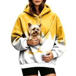 Women Fall And Winter Hoodie With Pet Pouch Oversized Pocket Colorful Print Sweatshirt For Dogs And Long Hoodie Dress plus Size