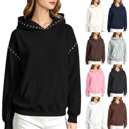 Women Winter Fashion Pullover Hooded Sweater With Metal And Pocket Hooded Pullover Shirt Hooded Sweatshirt with Pockets Women