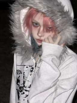 2026 Subculture Faux Fur Print Jacket with Hooded Women Casual Slim Vintage Hoodies Y2k Gothic Punk Cropped Zipper Sweatshirt