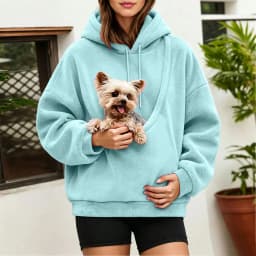 Unisex Fall And Winter Casual Fleece Solid Color Pet Pocket Hooded Sweatshirt Funny Pullover Women Sweatshirt