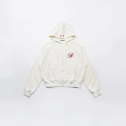 American Style Women's Embroidered Hoodie Casual Loose Outerwear Red Trendy Long Sleeve Zipper Closure Comfortable Sweatshirt