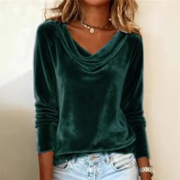 Woman's Casual Gold Velvet Top Spring Autumn Fashion Solid Swing Collar Long-sleeved Loose Tops Daily Versatile Ladies Blouses