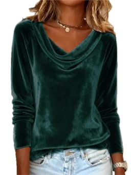 Woman's Casual Gold Velvet Top Spring Autumn Fashion Solid Swing Collar Long-sleeved Loose Tops Daily Versatile Ladies Blouses