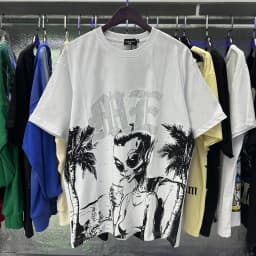 Mixed Emotion Streetwear Summer Angel Baby Rhinestone Loose Pure Cotton Shiirt for Men Women Hip Hop Tops