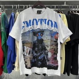 Mixed Emotion Streetwear Summer Angel Baby Rhinestone Loose Pure Cotton Shiirt for Men Women Hip Hop Tops
