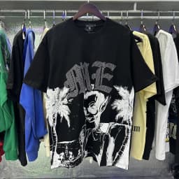 Mixed Emotion Streetwear Summer Angel Baby Rhinestone Loose Pure Cotton Shiirt for Men Women Hip Hop Tops