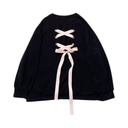 Sweet Bow Ribbon Ties Sweatshirt Women Chic Love Embroidery Y2K Loose Pullover Autumn Casual O Neck Long Sleeve Jumper Tops New