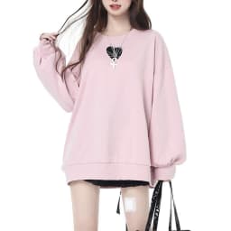 Sweet Bow Ribbon Ties Sweatshirt Women Chic Love Embroidery Y2K Loose Pullover Autumn Casual O Neck Long Sleeve Jumper Tops New