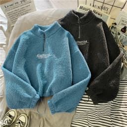 Letter Sweatshirts Women Half High Collar Hoodies Long Sleeve Pullover Pockets Loose Autumn Sports Slight Strech Draw String