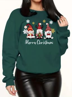 Hoodies Women's Christmas Print Sweatshirt Lettering Crew Neck Pullover Fall Winter Casual Wear Holiday Party Top Festive
