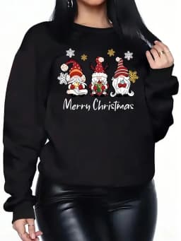 Hoodies Women's Christmas Print Sweatshirt Lettering Crew Neck Pullover Fall Winter Casual Wear Holiday Party Top Festive
